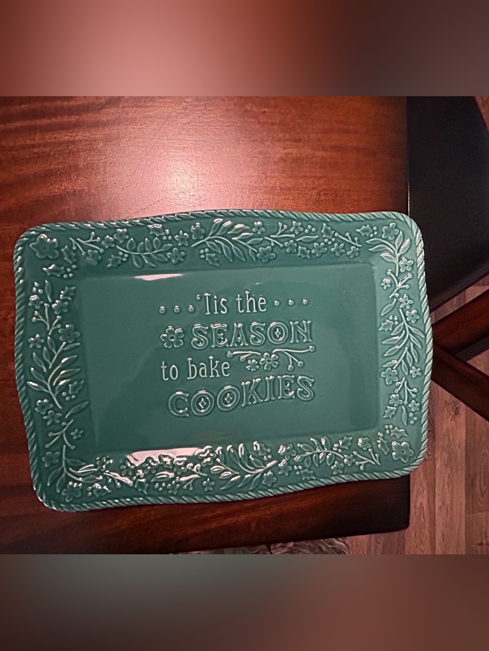 'PIONEER WOMAN Tis the Season to Bake Cookies Teal Ceramic Serving Platter